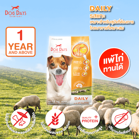 อาหารเม็ดสำหรับสุนัข DOG DAYS DAILY เกรดโฮลิสติก รสเนื้อแกะ สูตรลดขนร่วงโดยเฉพาะ (3 KG)_2